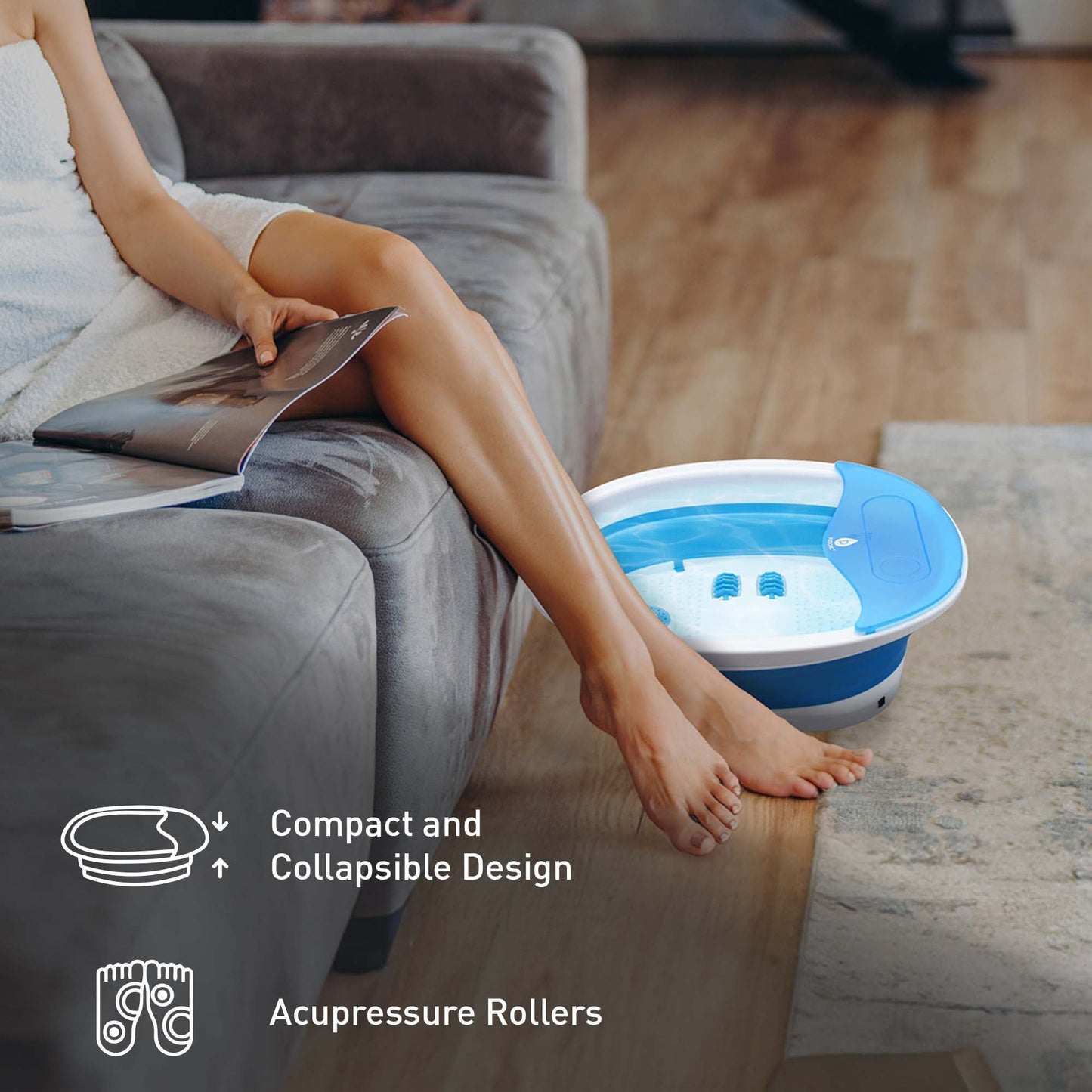 Pursonic Total Relaxation Bundle – Includes Shiatsu Chair Massager with Vibration & Collapsible Wireless Footbath Spa Massager-2