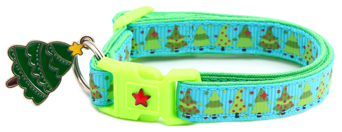 Jolly Christmas Trees Breakaway Cat Collar-9