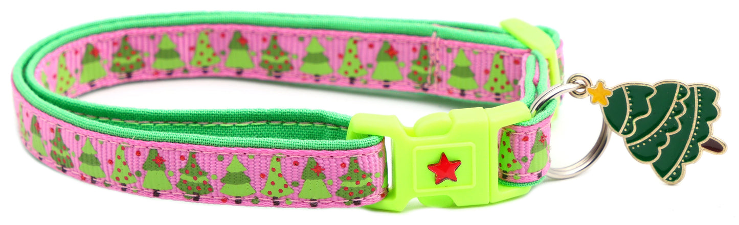 Jolly Christmas Trees Breakaway Cat Collar-8