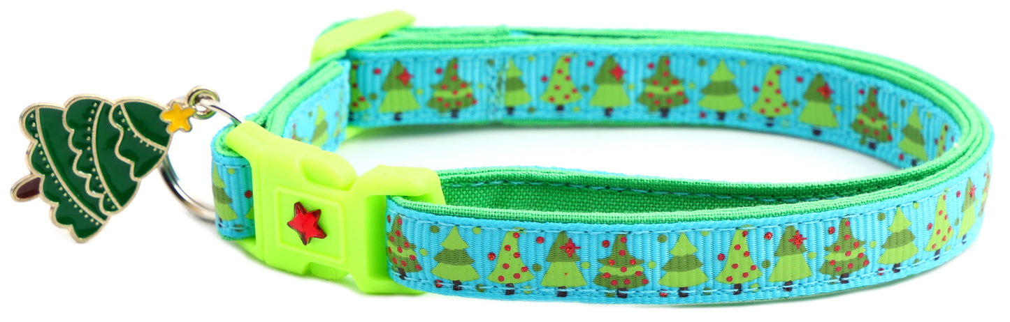 Jolly Christmas Trees Breakaway Cat Collar-2