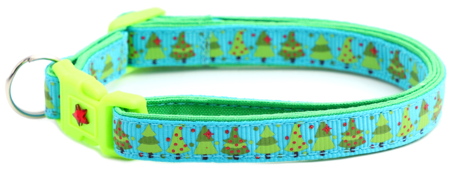 Jolly Christmas Trees Breakaway Cat Collar-3
