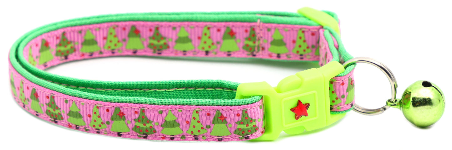 Jolly Christmas Trees Breakaway Cat Collar-5