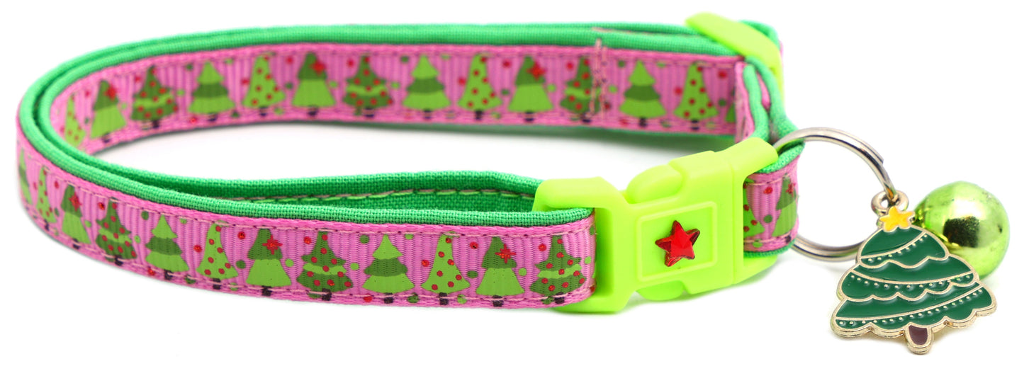 Jolly Christmas Trees Breakaway Cat Collar-11