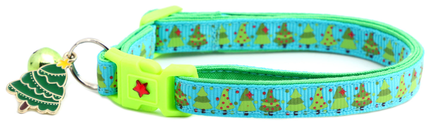 Jolly Christmas Trees Breakaway Cat Collar-4