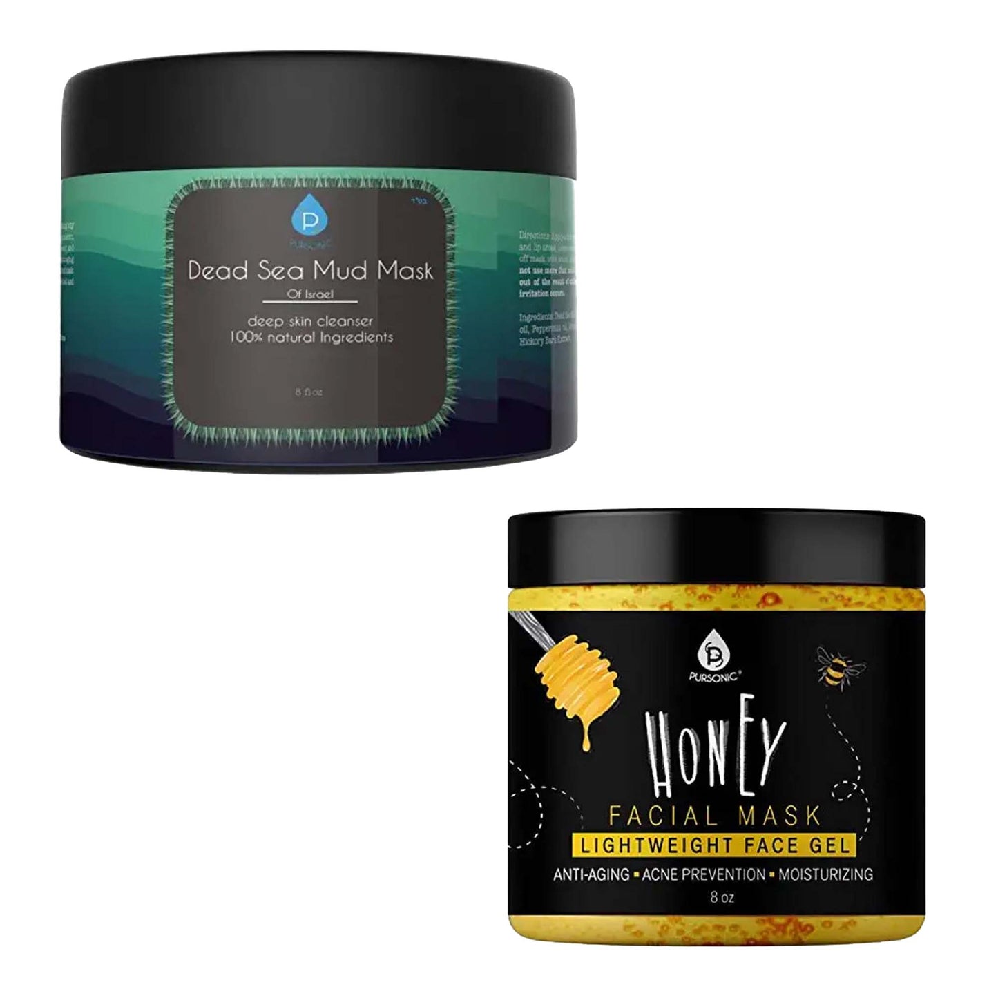 Pursonic Ultimate Skin Detox & Hydration Mask Bundle – Dead Sea Mud Mask & Honey Facial Mask-0