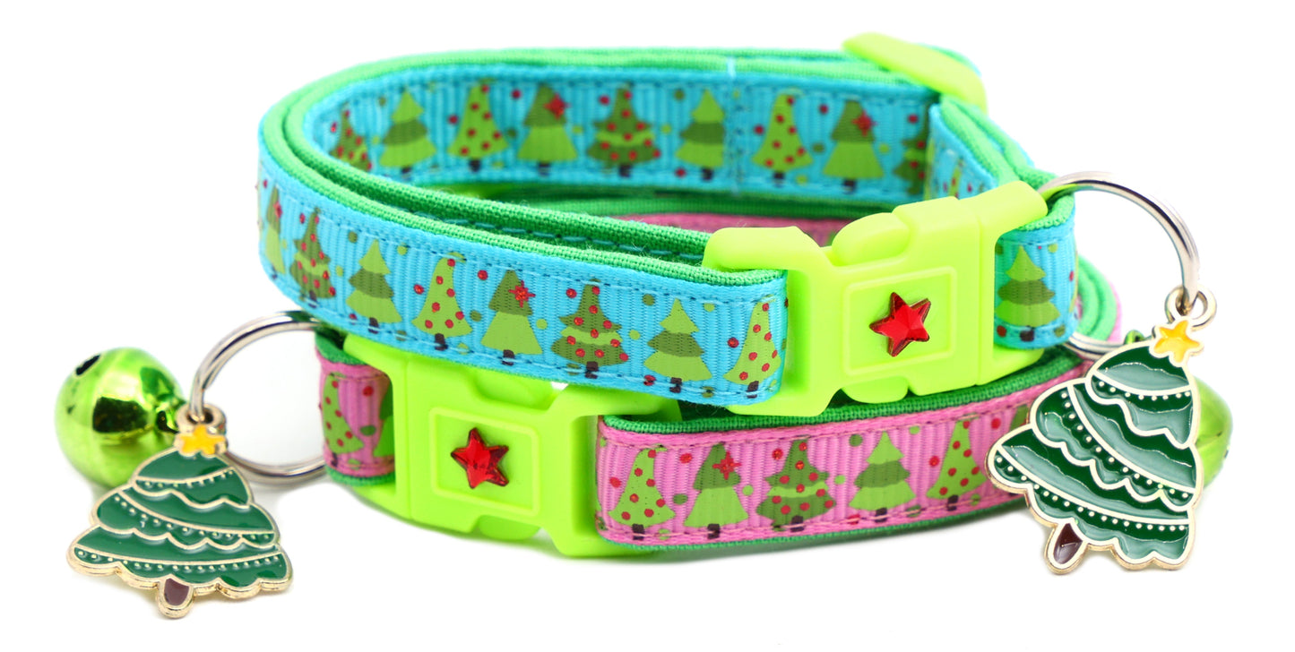 Jolly Christmas Trees Breakaway Cat Collar-0