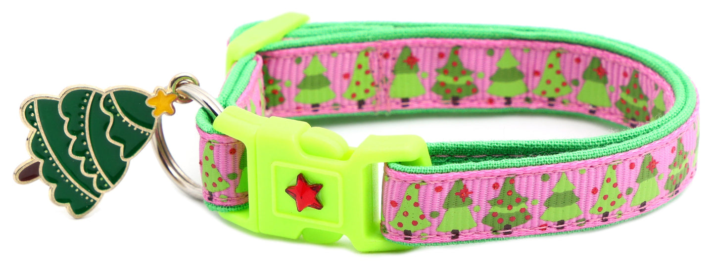 Jolly Christmas Trees Breakaway Cat Collar-10