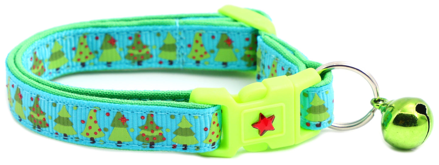 Jolly Christmas Trees Breakaway Cat Collar-6