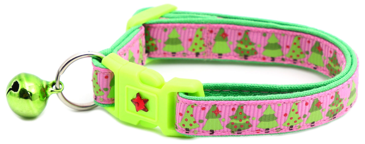 Jolly Christmas Trees Breakaway Cat Collar-7