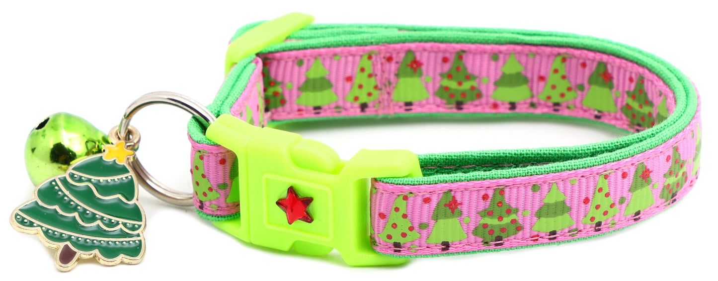 Jolly Christmas Trees Breakaway Cat Collar-13