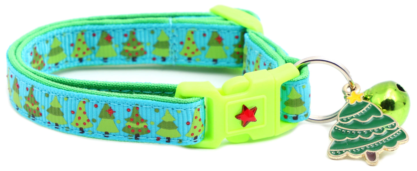 Jolly Christmas Trees Breakaway Cat Collar-12