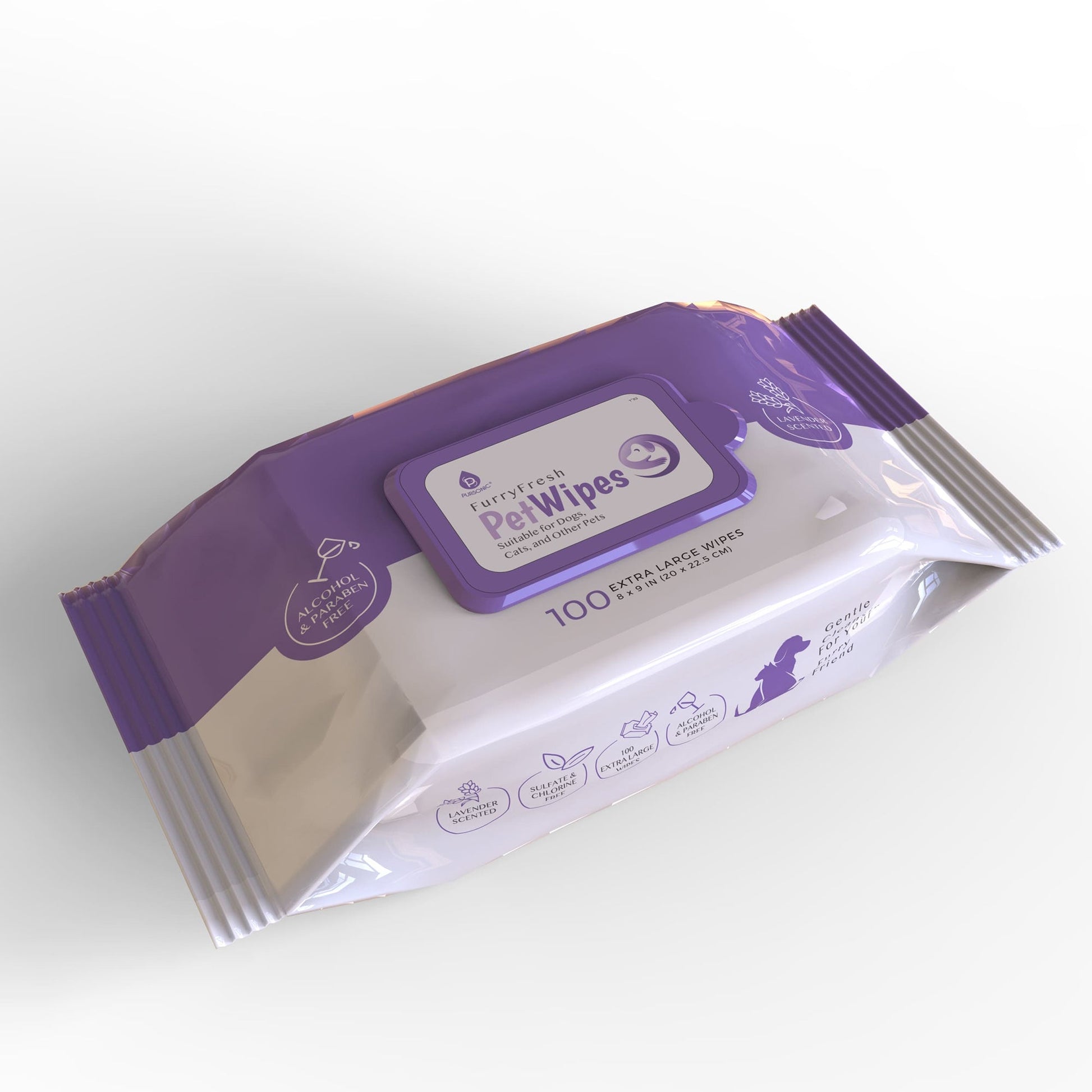 Furry Fresh Pet Wipes - Lavender Scented, 100 Extra Large Wipes-2